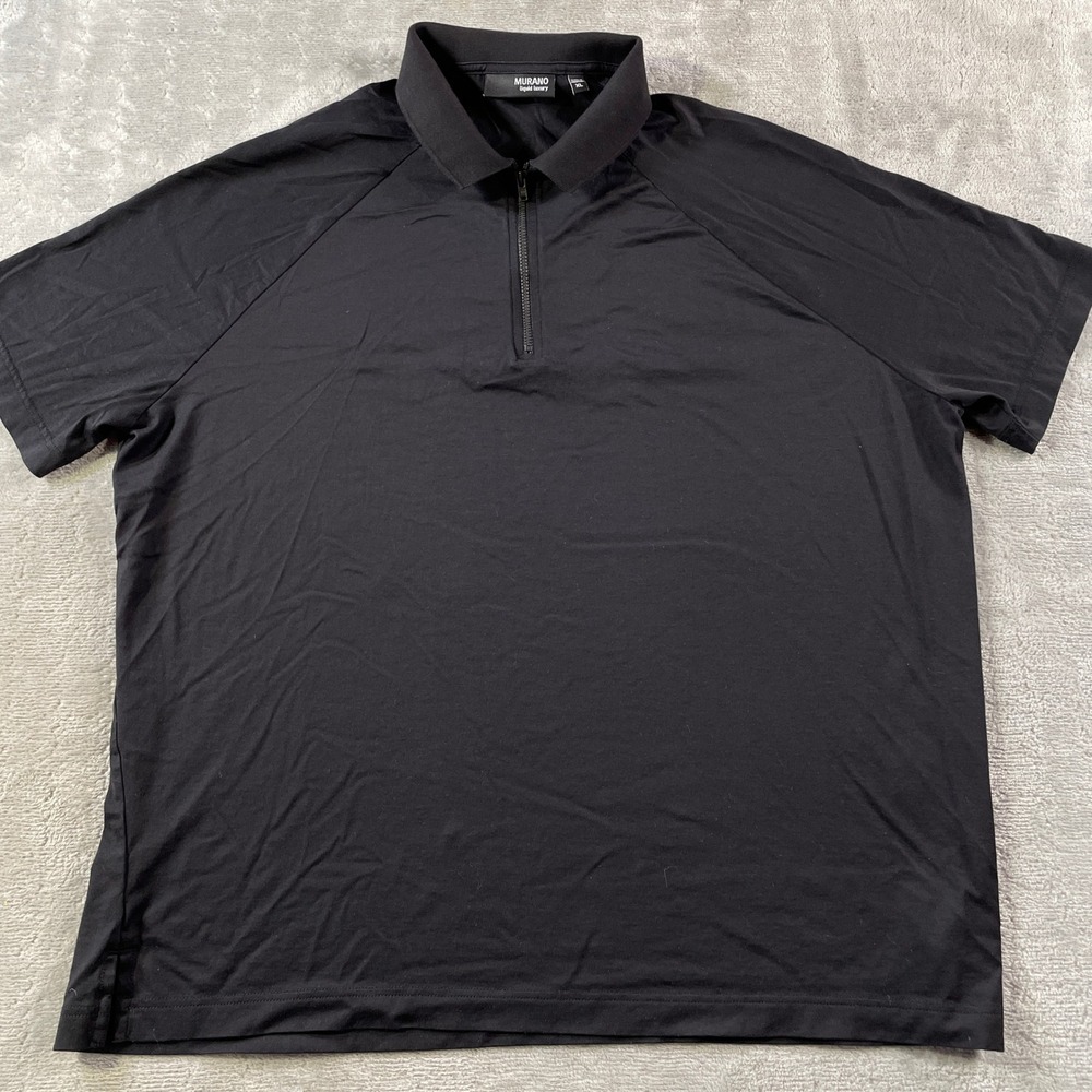 MURANO Polo Shirt Liquid Luxury Mens XL Black Preppy 1/4 Zip Casual Office‎